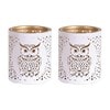Votive Holder Metal Silhouette – White and Gold Owl set of two Votive Holder Metal Silhouette – White and Gold Owl set of two