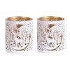 Votive Holder Metal Silhouette – White and Gold Deer Family set of two Votive Holder Metal Silhouette – White and Gold Deer Family set of two