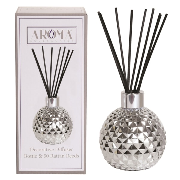Silver Glass Reed Diffuser & 50 Black Fibre Reeds Silver Glass Reed Diffuser & 50 Black Fibre Reeds