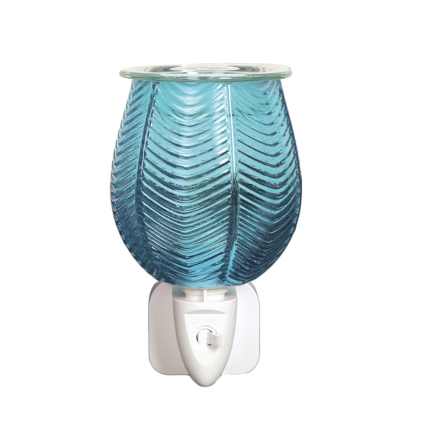 Wax Melter Plug In - Ribbed Aqua Lustre 12cm Wax Melter Plug In - Ribbed Aqua Lustre 12cm