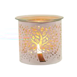 Tealight Wax Melter and Candle Holder - White Silhouette Tree of Life 10.5cm Tealight Wax Melter and Candle Holder - White Silhouette Tree of Life 10.5cm