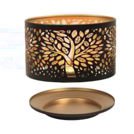 Jar Shade & Tray Set Metal Silhouette - Black Tree of Life Jar Shade & Tray Set Metal Silhouette - Black Tree of Life