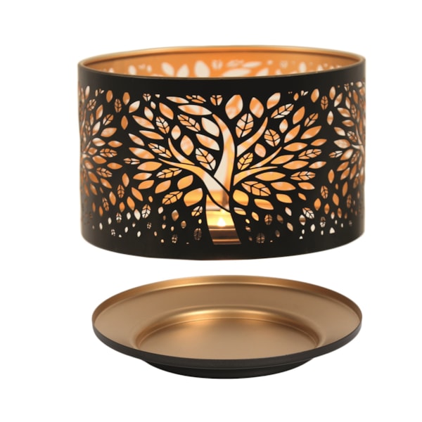 Jar Shade & Tray Set Metal Silhouette - Black Tree of Life Jar Shade & Tray Set Metal Silhouette - Black Tree of Life