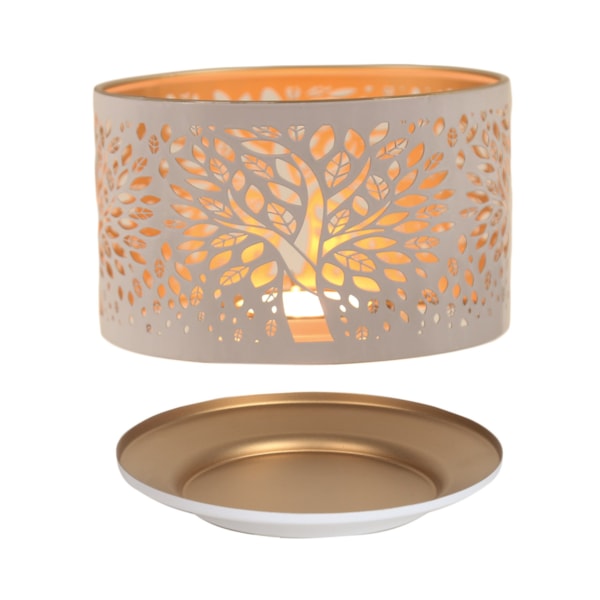 Jar Shade & Tray Set Metal Silhouette - White Tree of Life Jar Shade & Tray Set Metal Silhouette - White Tree of Life