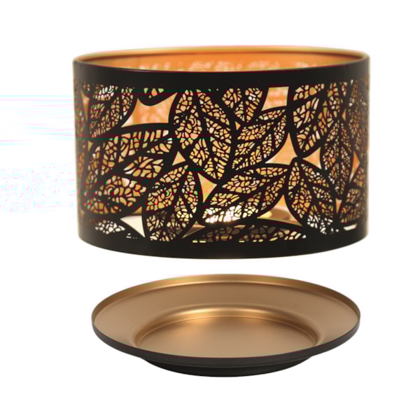 Jar Shade & Tray Set Metal Silhouette - Black Leaves Jar Shade & Tray Set Metal Silhouette - Black Leaves