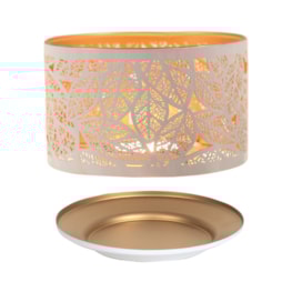 Jar Shade & Tray Set Metal Silhouette - White Leaves Jar Shade & Tray Set Metal Silhouette - White Leaves