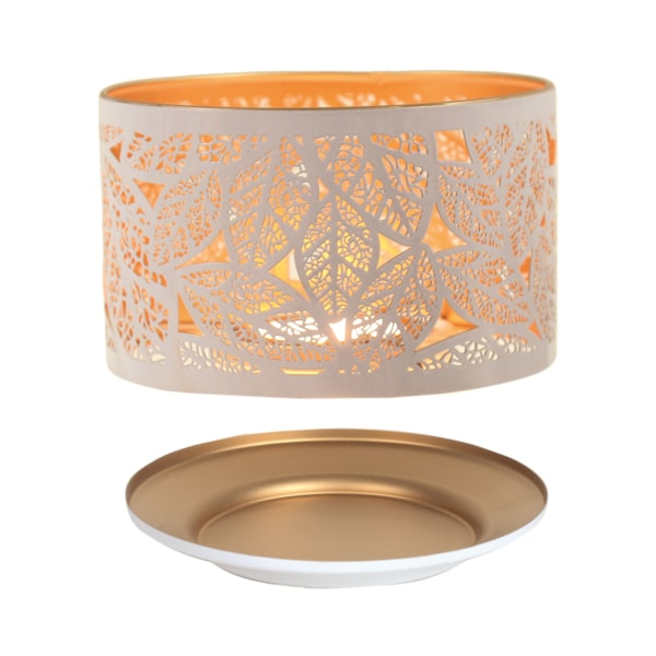 Jar Shade & Tray Set Metal Silhouette - White Leaves Jar Shade & Tray Set Metal Silhouette - White Leaves