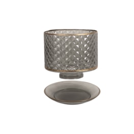 Jar Shade & Tray Set Quilted Glass - Grey and Gold Jar Shade & Tray Set Quilted Glass - Grey and Gold