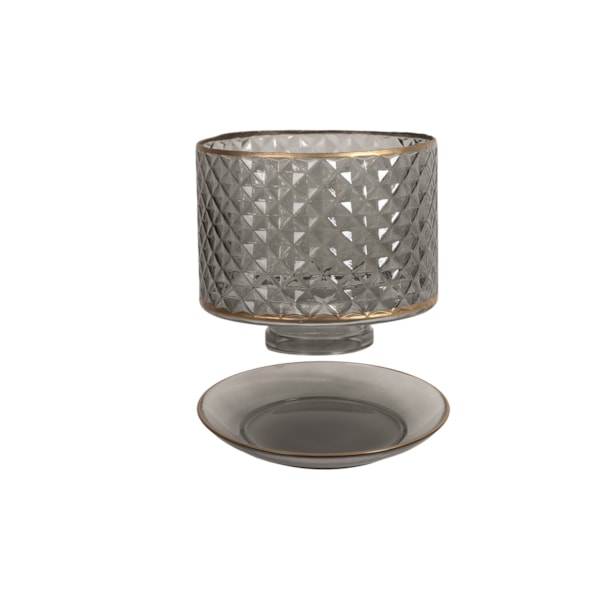 Jar Shade & Tray Set Quilted Glass - Grey and Gold Jar Shade & Tray Set Quilted Glass - Grey and Gold