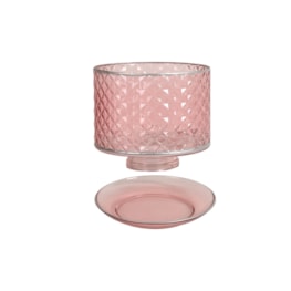 Jar Shade & Tray Set Quilted Glass - Pink and Silver Jar Shade & Tray Set Quilted Glass - Pink and Silver