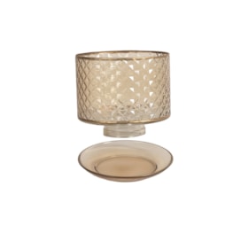Jar Shade & Tray Set Quilted Glass - Amber and Gold Jar Shade & Tray Set Quilted Glass - Amber and Gold