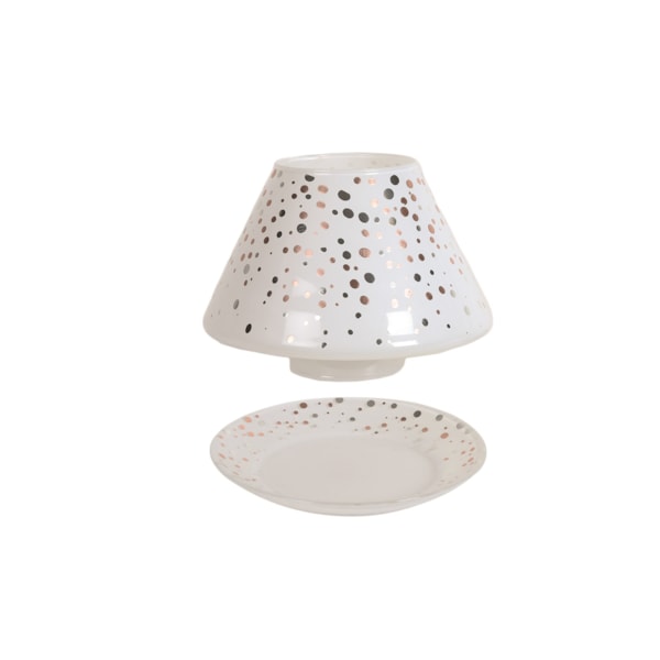 Jar Shade & Tray Set White Glass - Silver & Gold Dots Jar Shade & Tray Set White Glass - Silver & Gold Dots