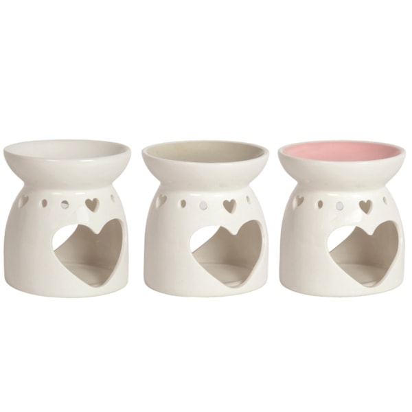 Wax Melt Burner Heart 3 Assorted Pink, White, Grey Wax Melt Burner Heart 3 Assorted Pink, White, Grey