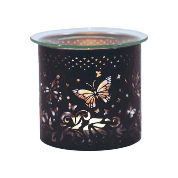 Tealight Wax Melter & Candle Holder - Black & Silver Silhouette Butterfly 10.5cm Tealight Wax Melter & Candle Holder - Black & Silver Silhouette Butterfly 10.5cm