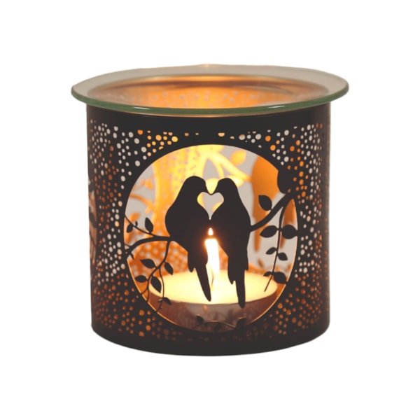 Tealight Wax Melter & Candle Holder - Black & Gold Silhouette Doves 10.5cm Tealight Wax Melter & Candle Holder - Black & Gold Silhouette Doves 10.5cm