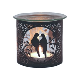 Tealight Wax Melter & Candle Holder - Black & Silver Silhouette Doves 10.5cm Tealight Wax Melter & Candle Holder - Black & Silver Silhouette Doves 10.5cm