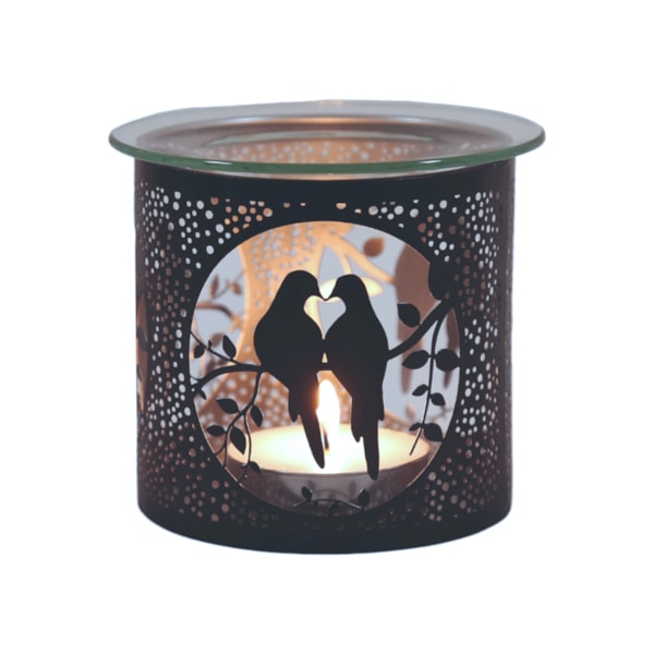 Tealight Wax Melter & Candle Holder - Black & Silver Silhouette Doves 10.5cm Tealight Wax Melter & Candle Holder - Black & Silver Silhouette Doves 10.5cm