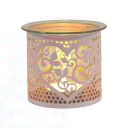 Tealight Wax Melter & Candle Holder - White & Gold Silhouette Heart 10.5cm Tealight Wax Melter & Candle Holder - White & Gold Silhouette Heart 10.5cm