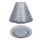 Jar Shade & Tray Set Glass Leaf - Grey Jar Shade & Tray Set Glass Leaf - Grey