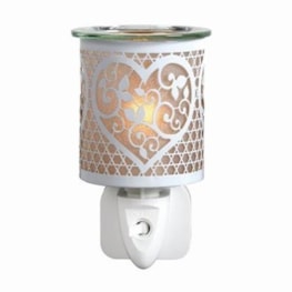 Wax Melter Plug In - White & Gold Silhouette Heart 13cm Wax Melter Plug In - White & Gold Silhouette Heart 13cm