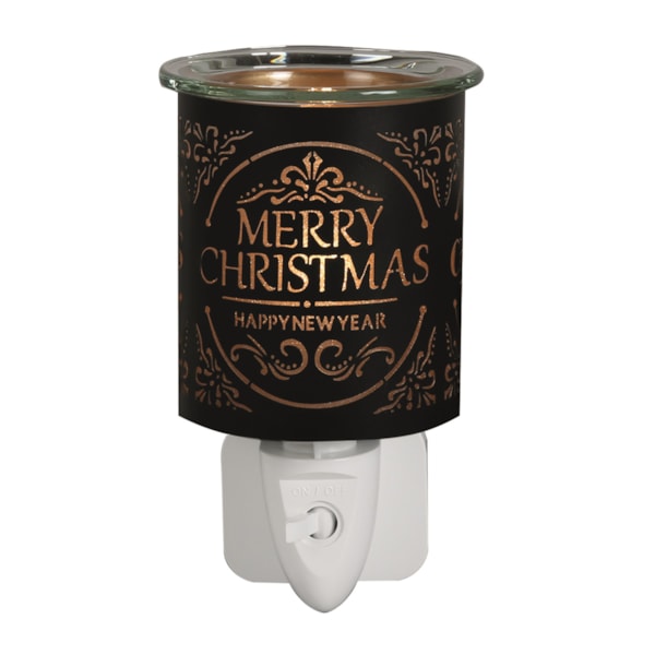 Wax Melter Plug In - Black & Gold Silhouette Merry Christmas 13cm Wax Melter Plug In - Black & Gold Silhouette Merry Christmas 13cm