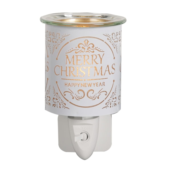 Wax Melter Plug In - White & Gold Silhouette Merry Christmas 13cm Wax Melter Plug In - White & Gold Silhouette Merry Christmas 13cm