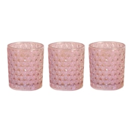 Pink Lustre Set of 3 Tealight Votive Holder Pink Lustre Set of 3 Tealight Votive Holder