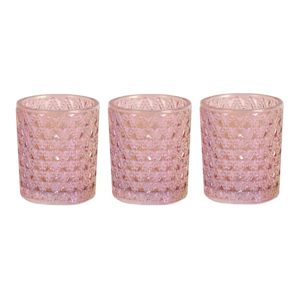Pink Lustre Set of 3 Tealight Votive Holder Pink Lustre Set of 3 Tealight Votive Holder