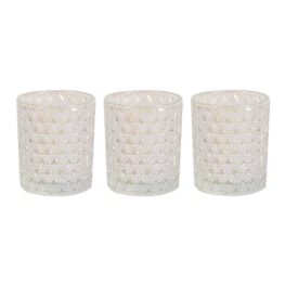Clear Lustre Set of 3 Tealight Votive Holder Clear Lustre Set of 3 Tealight Votive Holder