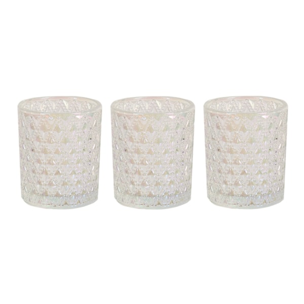 Clear Lustre Set of 3 Tealight Votive Holder Clear Lustre Set of 3 Tealight Votive Holder