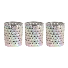 Silver Lustre Set of 3 Tealight Votive Holder Silver Lustre Set of 3 Tealight Votive Holder