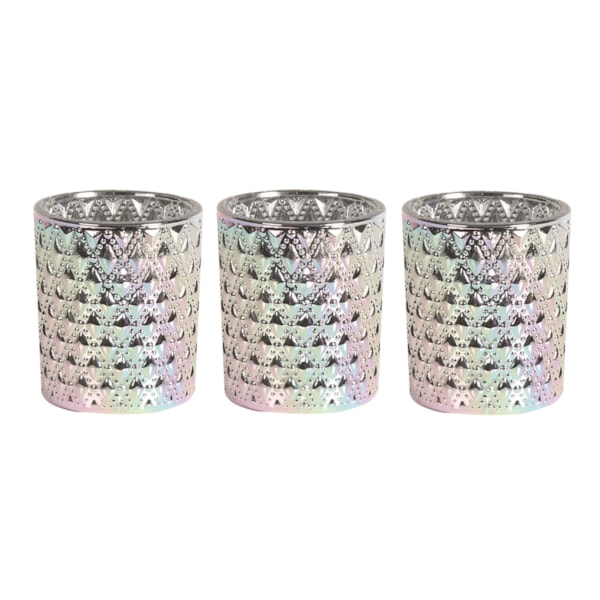 Silver Lustre Set of 3 Tealight Votive Holder Silver Lustre Set of 3 Tealight Votive Holder