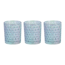 Blue Lustre Set of 3 Tealight Votive Holder Blue Lustre Set of 3 Tealight Votive Holder