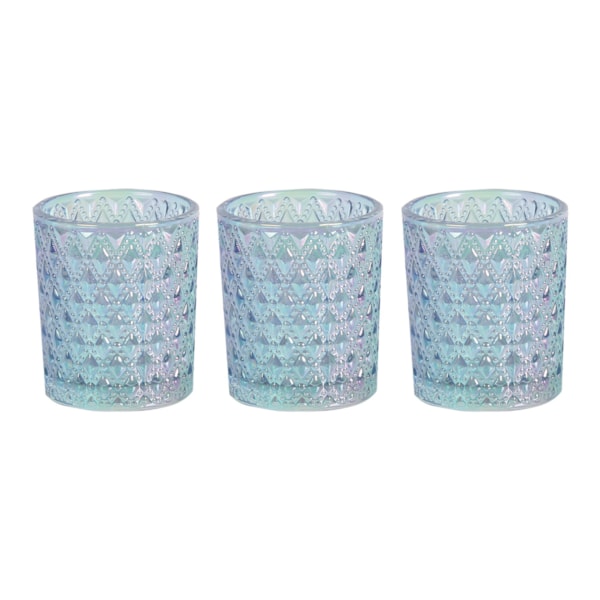 Blue Lustre Set of 3 Tealight Votive Holder Blue Lustre Set of 3 Tealight Votive Holder