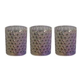 Grey Lustre Set of 3 Tealight Votive Holder Grey Lustre Set of 3 Tealight Votive Holder