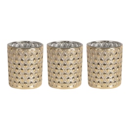 Champagne Lustre Set of 3 Tealight Votive Holder Champagne Lustre Set of 3 Tealight Votive Holder