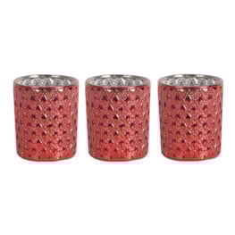 Red Lustre Set of 3 Tealight Votive Holder Red Lustre Set of 3 Tealight Votive Holder