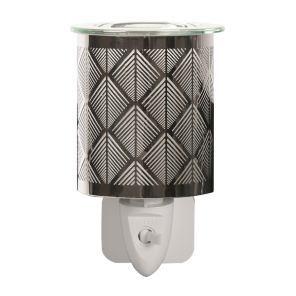 Wax Melter Plug In - Chrome Chevron 13cm Wax Melter Plug In - Chrome Chevron 13cm