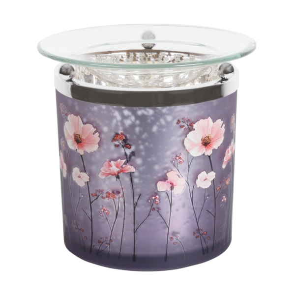 Tealight Wax Melter Purple Floral 10cm