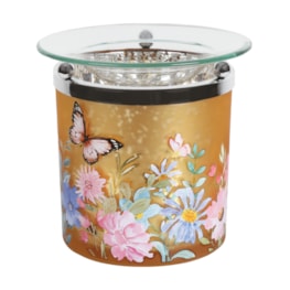 Tealight Wax Melter Orange Floral 10cm