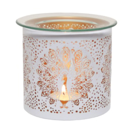 Tealight Wax Melter and Candle Holder - White & Gold Peacock 10.5cm Tealight Wax Melter and Candle Holder - White & Gold Peacock 10.5cm