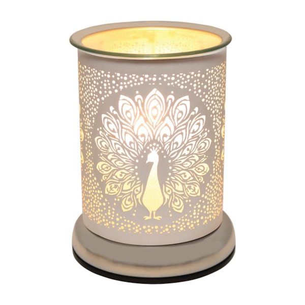 Electric Wax Melter Touch - White Silhouette Peacock 17cm Electric Wax Melter Touch - White Silhouette Peacock 17cm