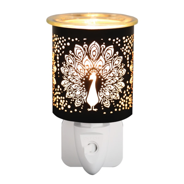 Wax Melter Plug In - Black & Gold Silhouette Peacock 13cm Wax Melter Plug In - Black & Gold Silhouette Peacock 13cm
