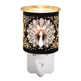 Wax Melter Plug In - Black & Gold Silhouette Peacock 13cm