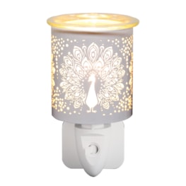 Wax Melter Plug In - White & Gold Silhouette Peacock 13cm Wax Melter Plug In - White & Gold Silhouette Peacock 13cm