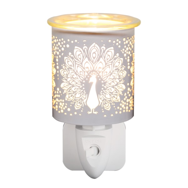 Wax Melter Plug In - White & Gold Silhouette Peacock 13cm Wax Melter Plug In - White & Gold Silhouette Peacock 13cm