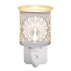 Wax Melter Plug In - White & Gold Silhouette Peacock 13cm