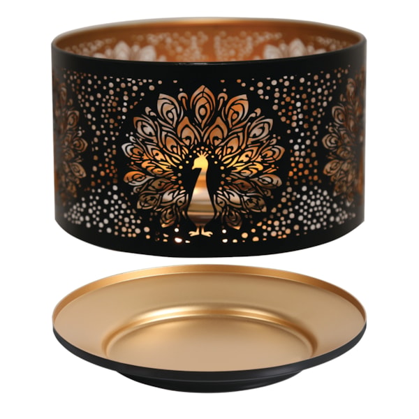 Jar Shade & Tray Set Metal Silhouette - Black Peacock Jar Shade & Tray Set Metal Silhouette - Black Peacock