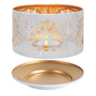 Jar Shade & Tray Set Metal Silhouette - White Peacock Jar Shade & Tray Set Metal Silhouette - White Peacock
