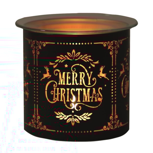 Tealight Wax Melter and Candle Holder - Black Silhouette Merry Christmas Tealight Wax Melter and Candle Holder - Black Silhouette Merry Christmas